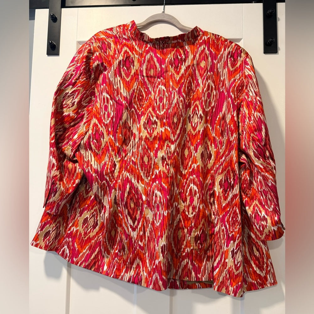 Catherines Maggie Barnes Pink and Orange Patterned Blazer Women’s Sz 3X
