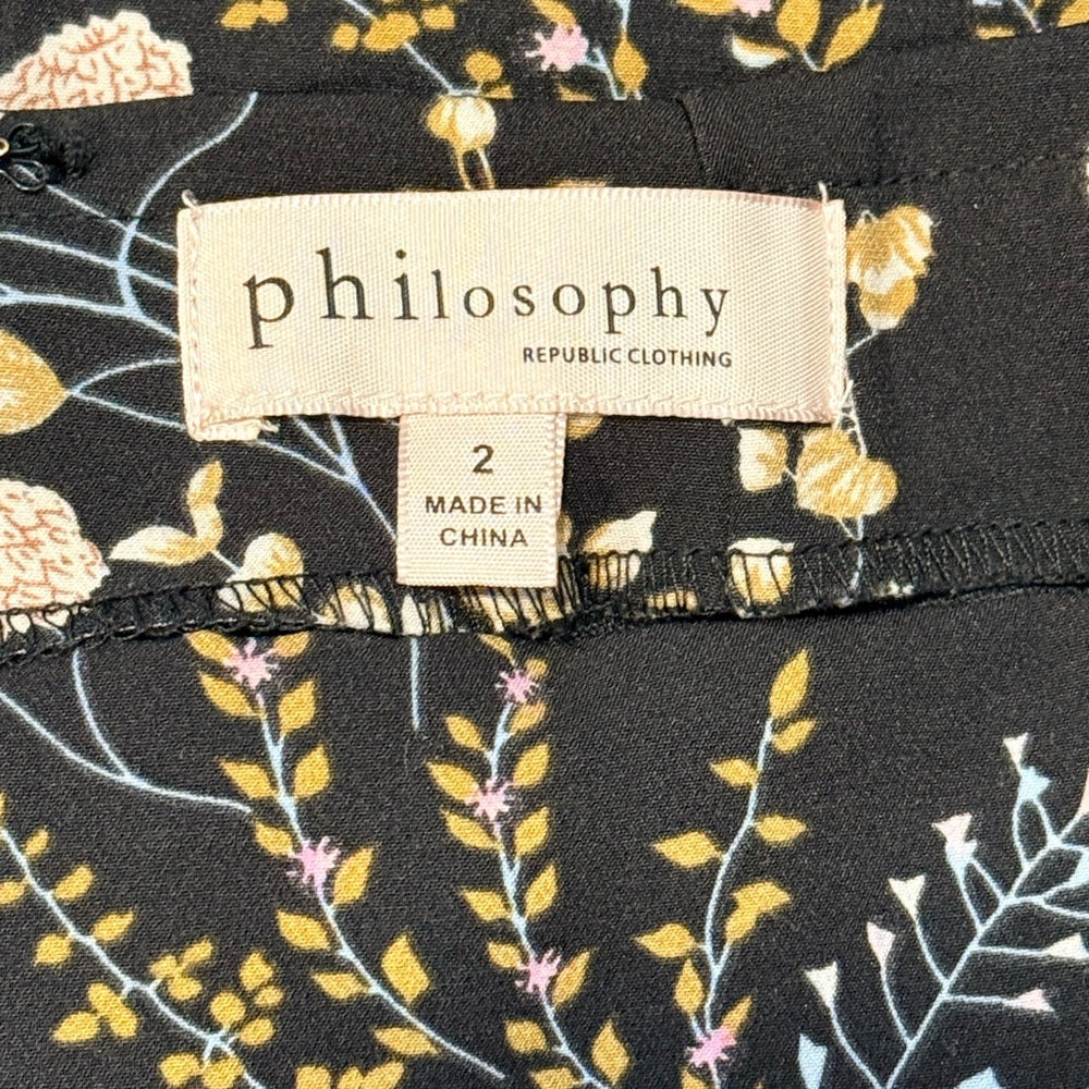 Philosophy Black Floral Stretch Pencil Skirt Ladies Size 2