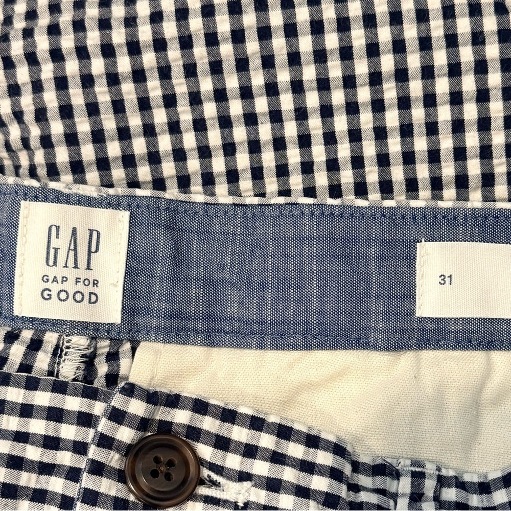 GAP Navy Blue and White Gingham Checkered Shorts Size 31