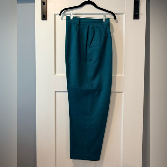 Vintage SK & Company Teal High-Waisted Wool Trousers Ladies Size 12