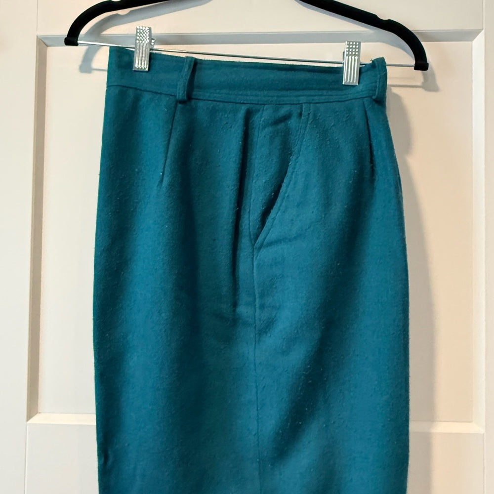 Vintage SK & Company Teal High-Waisted Wool Trousers Ladies Size 12