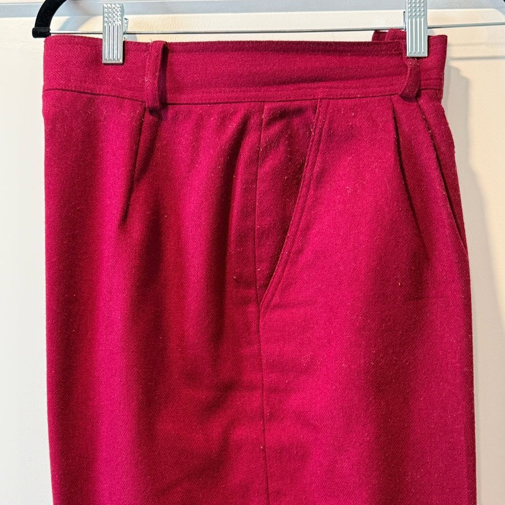 Vintage SK & Company Deep Rose Wool High Waisted Trousers Ladies Size 12