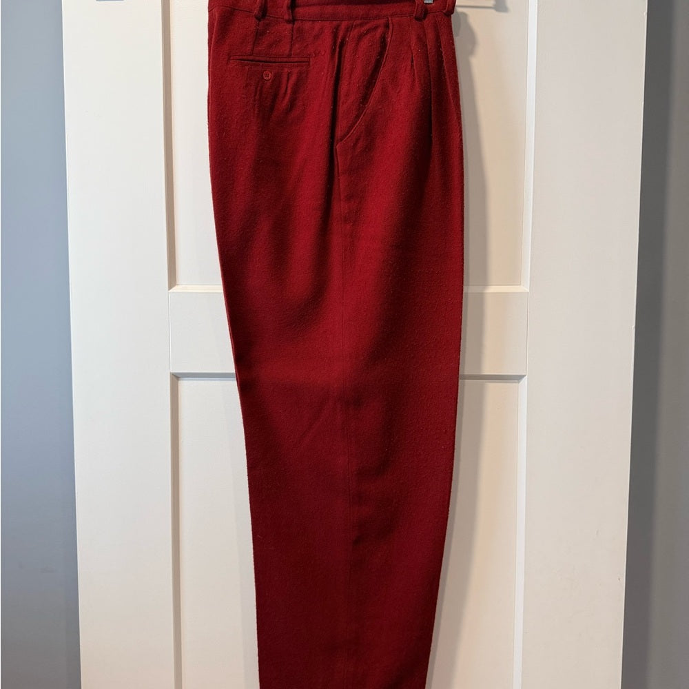 Vintage Together High Waisted Wool Blend Trousers in Deep Red Ladies Sz 14