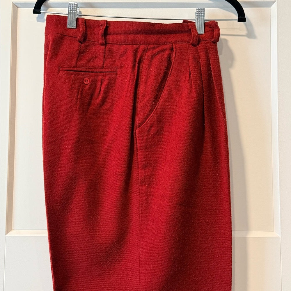 Vintage Together High Waisted Wool Blend Trousers in Deep Red Ladies Sz 14
