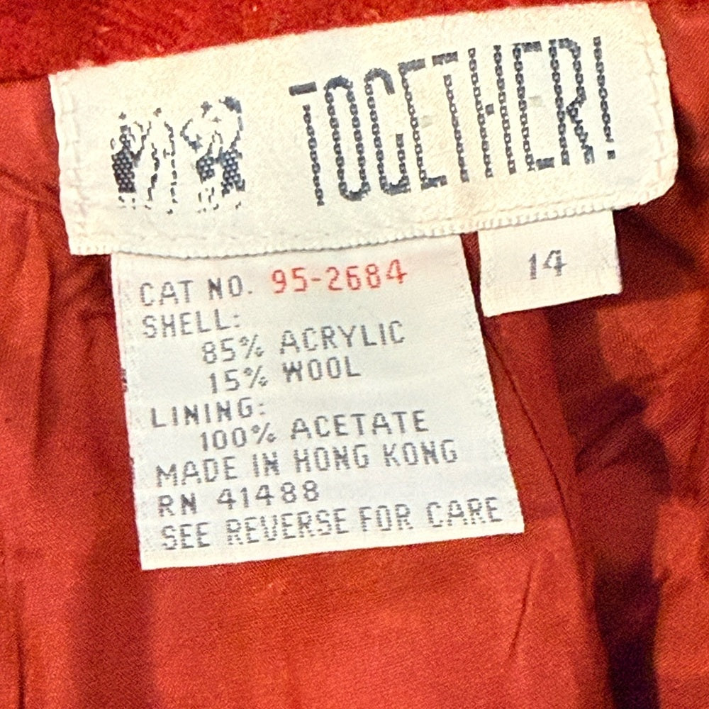 Vintage Together High Waisted Wool Blend Trousers in Deep Red Ladies Sz 14