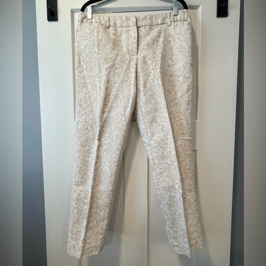 Liz Claiborne Beige & Cream Paisley Stretch Capri Pants Ladies Size 12