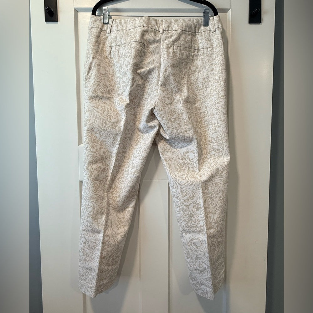 Liz Claiborne Beige & Cream Paisley Stretch Capri Pants Ladies Size 12