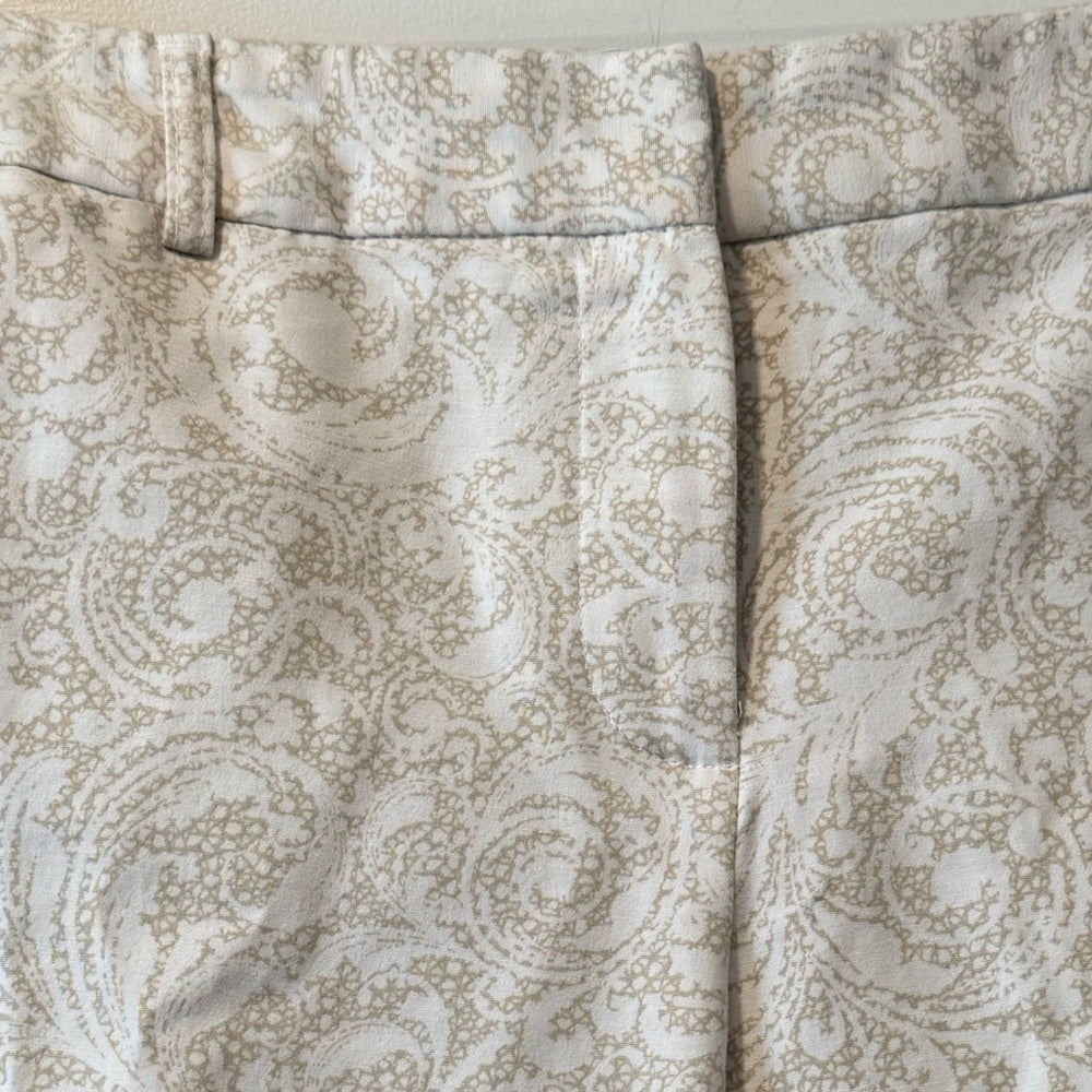 Liz Claiborne Beige & Cream Paisley Stretch Capri Pants Ladies Size 12