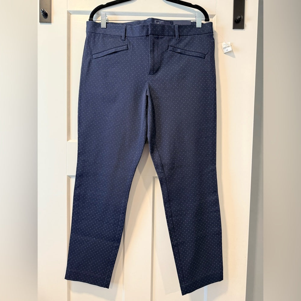 NWT GAP Navy Blue Stretch Capris With Polka Dots Ladies Size 14