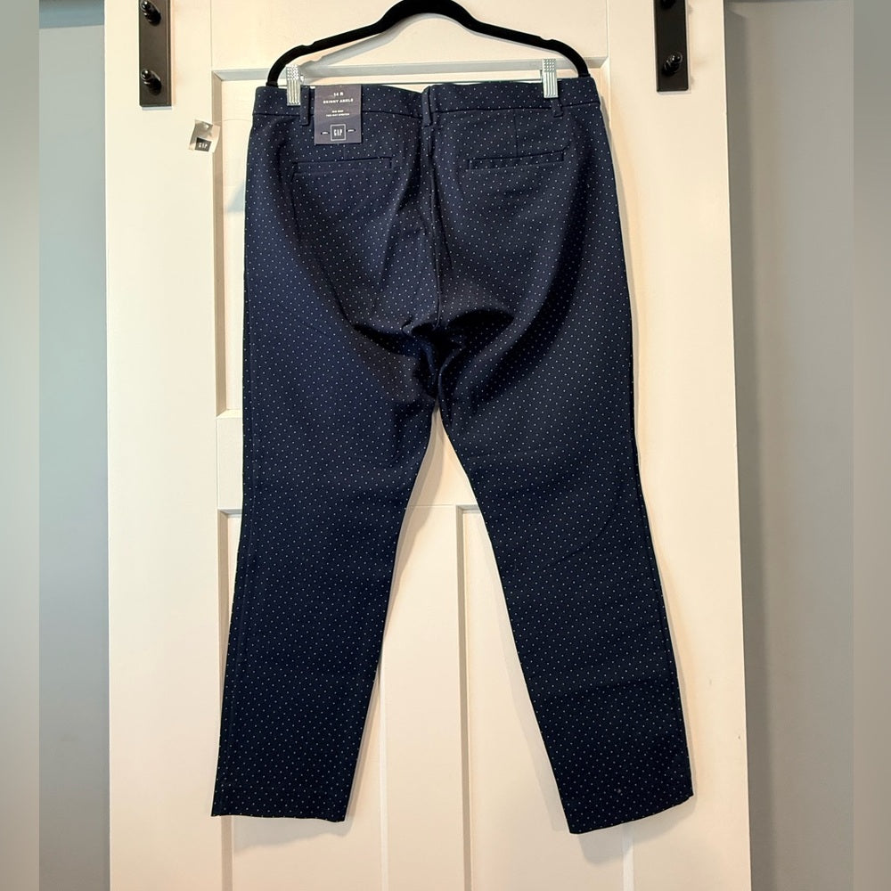 NWT GAP Navy Blue Stretch Capris With Polka Dots Ladies Size 14