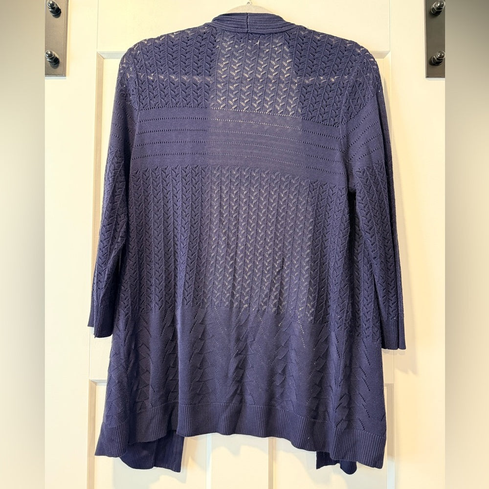 Daisy Fuentes Navy Blue Elbow Sleeve Lightweight Cardigan Ladies Petite Medium
