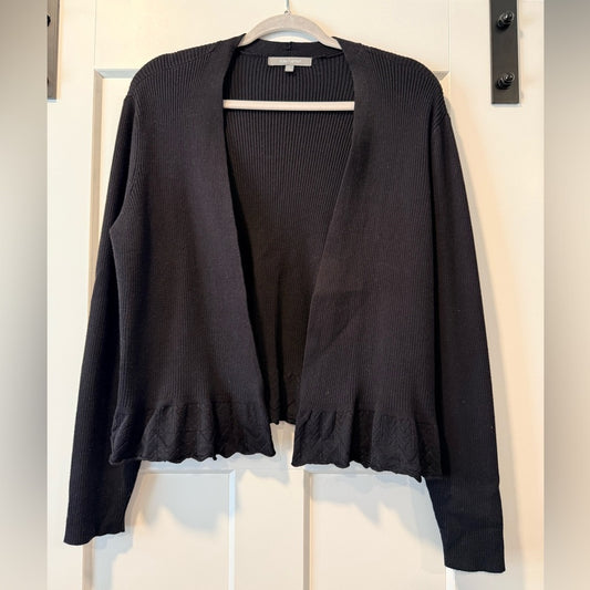 Daisy Fuentes Black Open Cardigan With Ruffle Bottom Ladies Size XL