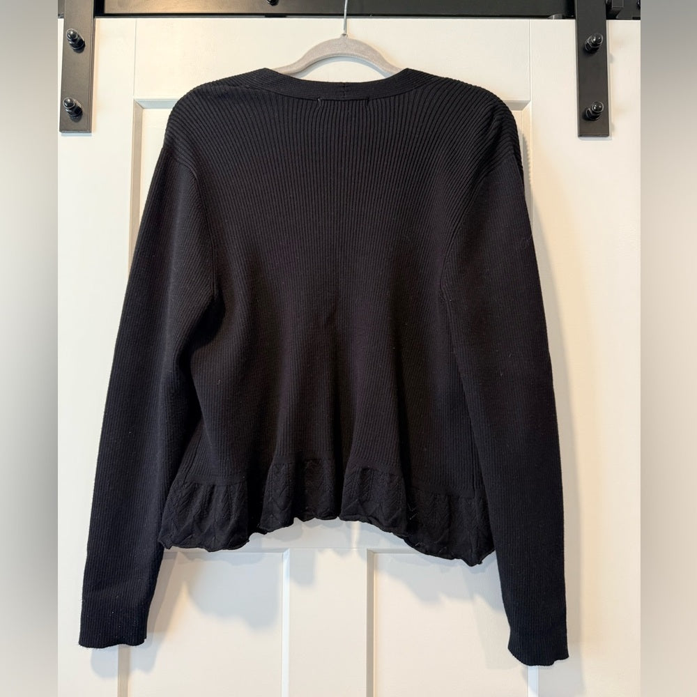 Daisy Fuentes Black Open Cardigan With Ruffle Bottom Ladies Size XL