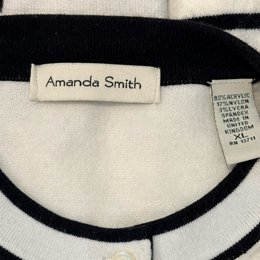 Amanda Smith Ivory Sweater With Black Accents Ladies Size XL