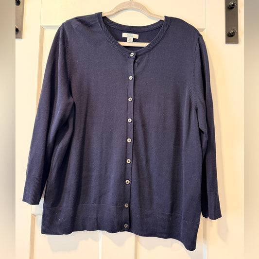 Croft & Barrow Navy Blue Button-Up Cardigan Ladies Size Petite XL