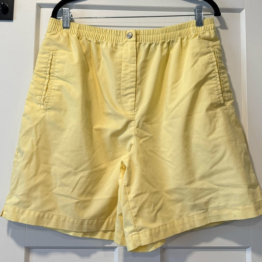 Vintage Karen Scott Pastel Yellow Elastic Waist Flat Front Shorts Ladies Size 14