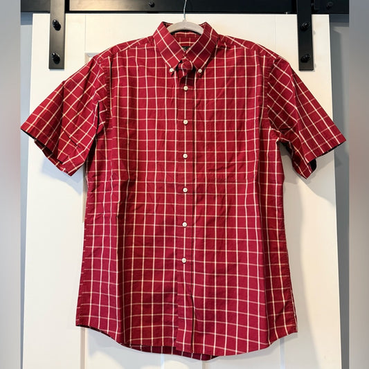 Jos. A. Bank Red Plaid Men's Shirt Traveller’s Collection Size Medium