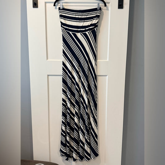 Banana Republic Black and White Striped Strapless Maxi Dress Ladies Size XS