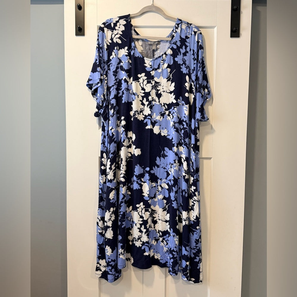 NWOT Jessica London Floral Blue and White Dress Plus Size Women’s Size 34W