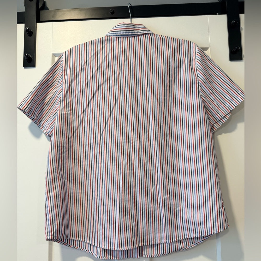 Vintage Alfred Dunner Red and Blue Button Down Shirt With Kites Ladies Size 14