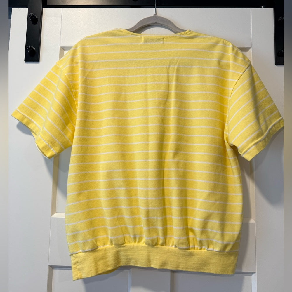 Vintage Alison Craig Yellow and White Striped Knit Top Ladies Size XL