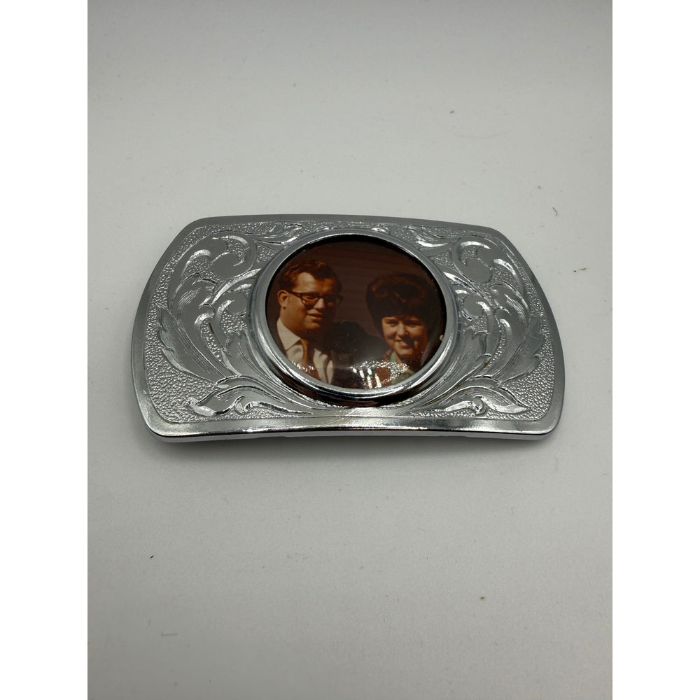 Vintage Silver Picture Belt Buckle