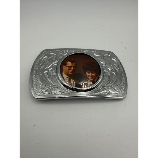 Vintage Silver Picture Belt Buckle