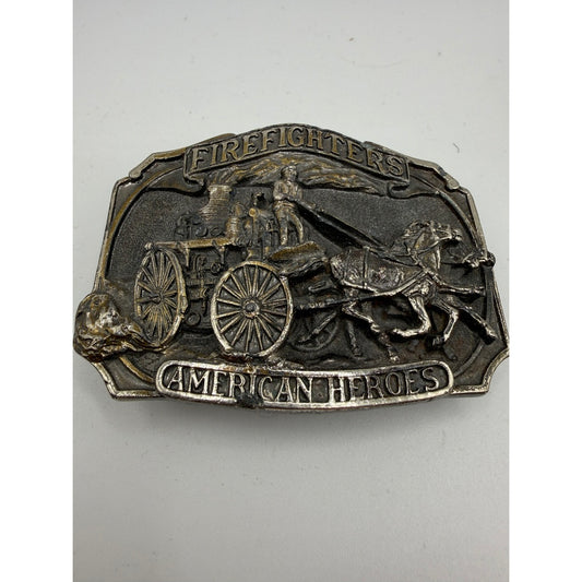 Vintage American Heroes Firefighters Belt Buckle