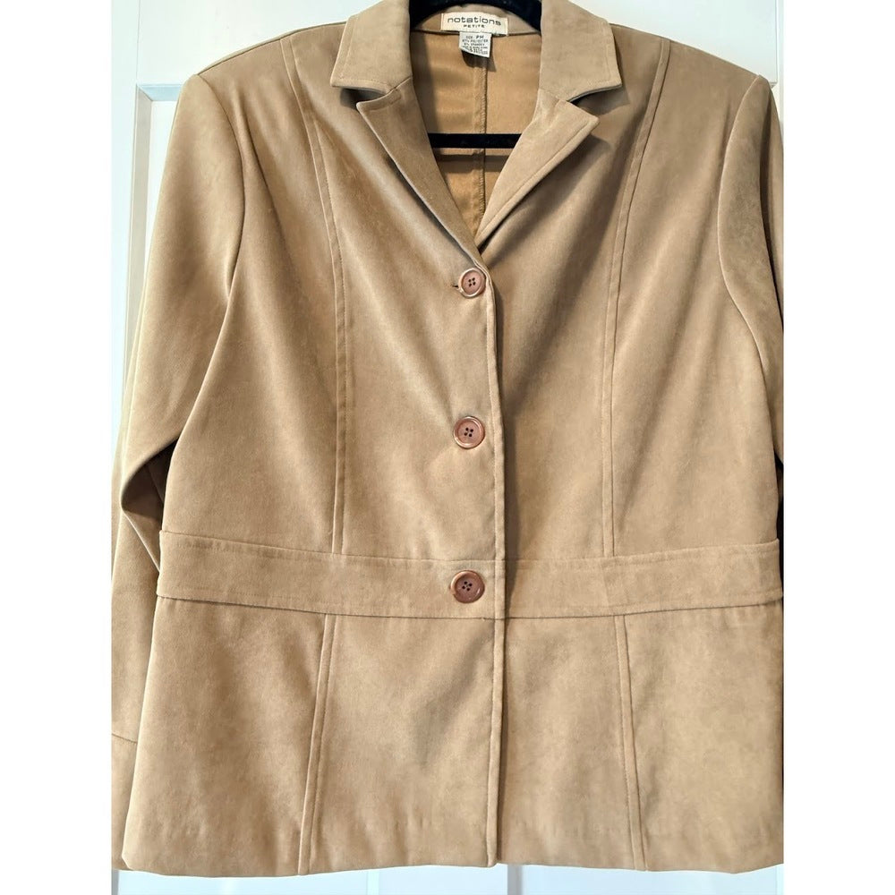 NWT Vintage Notations Beige Sueded Jacket Ladies Petite Medium