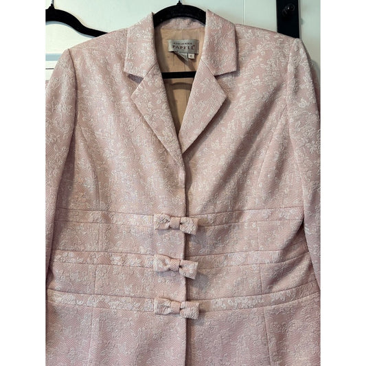 Gorgeous Adrianna Papell Designer Pink Floral Brocade-Style Suit Ladies Sz 10