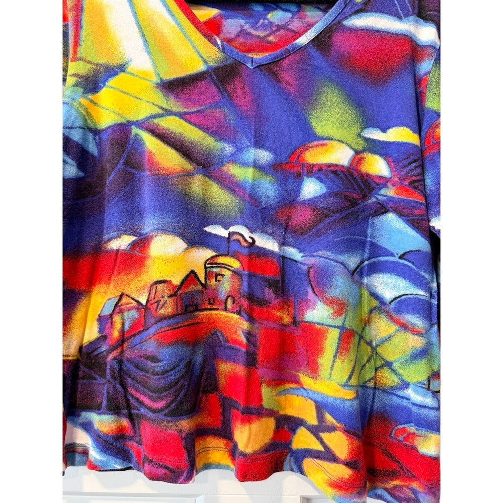 Cute Chico's Knit Top in Vibrant Brights Women's Size 2