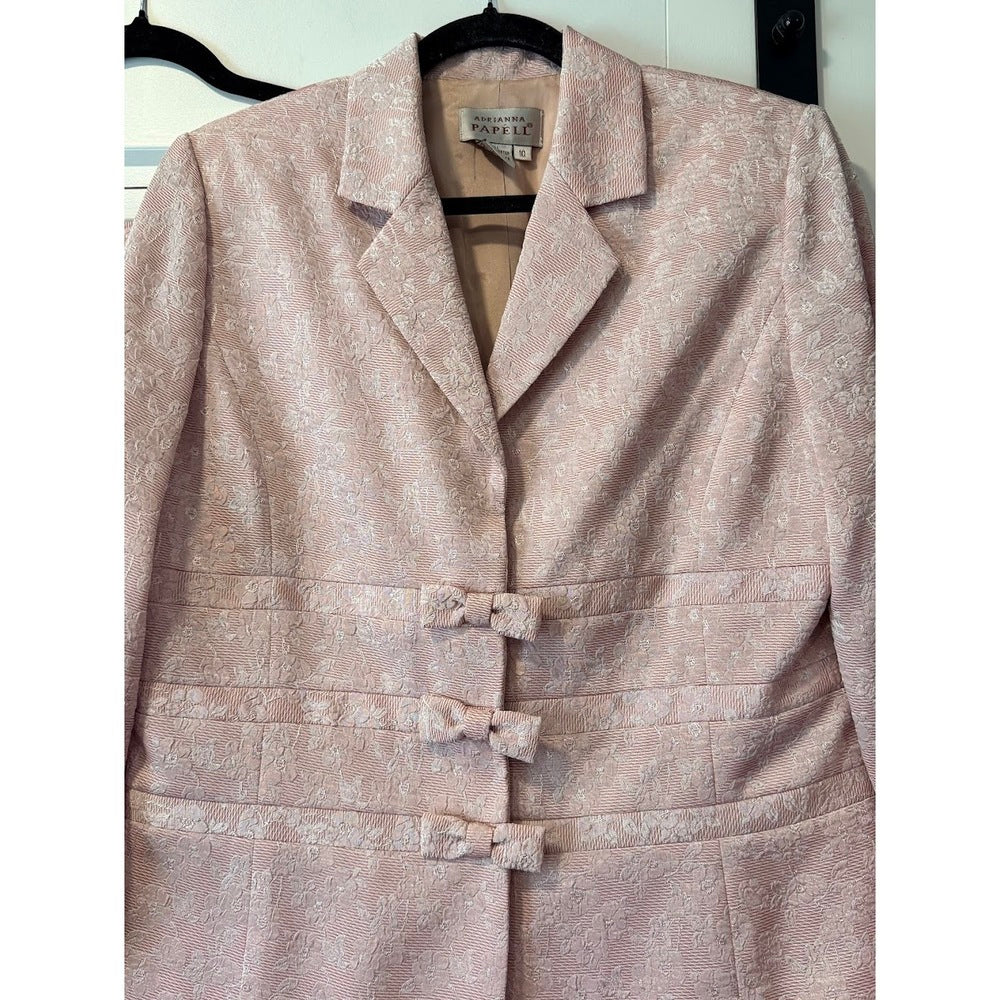 Gorgeous Adrianna Papell Designer Pink Floral Brocade-Style Suit Ladies Sz 10