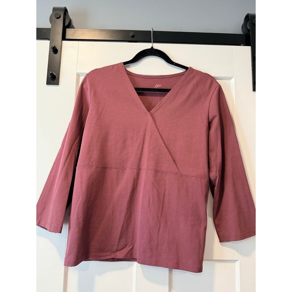 Cute & Comfy J. Jill Mauve Knit Crossover Tee Ladies Size Medium