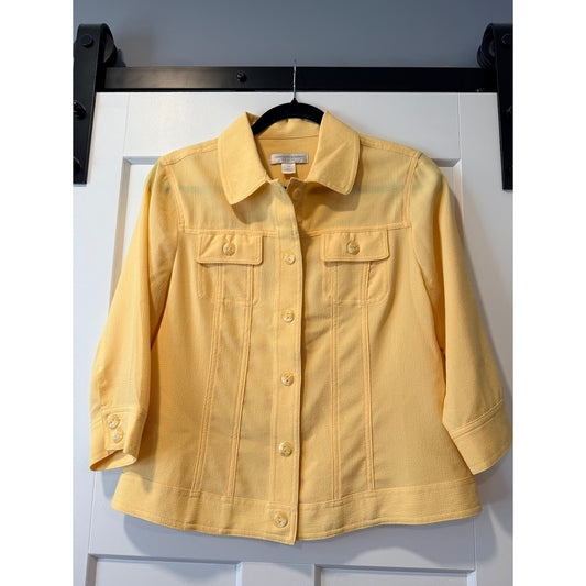 Flowy Christopher & Banks Button-Front Yellow Blouse Ladies Size Petite Small