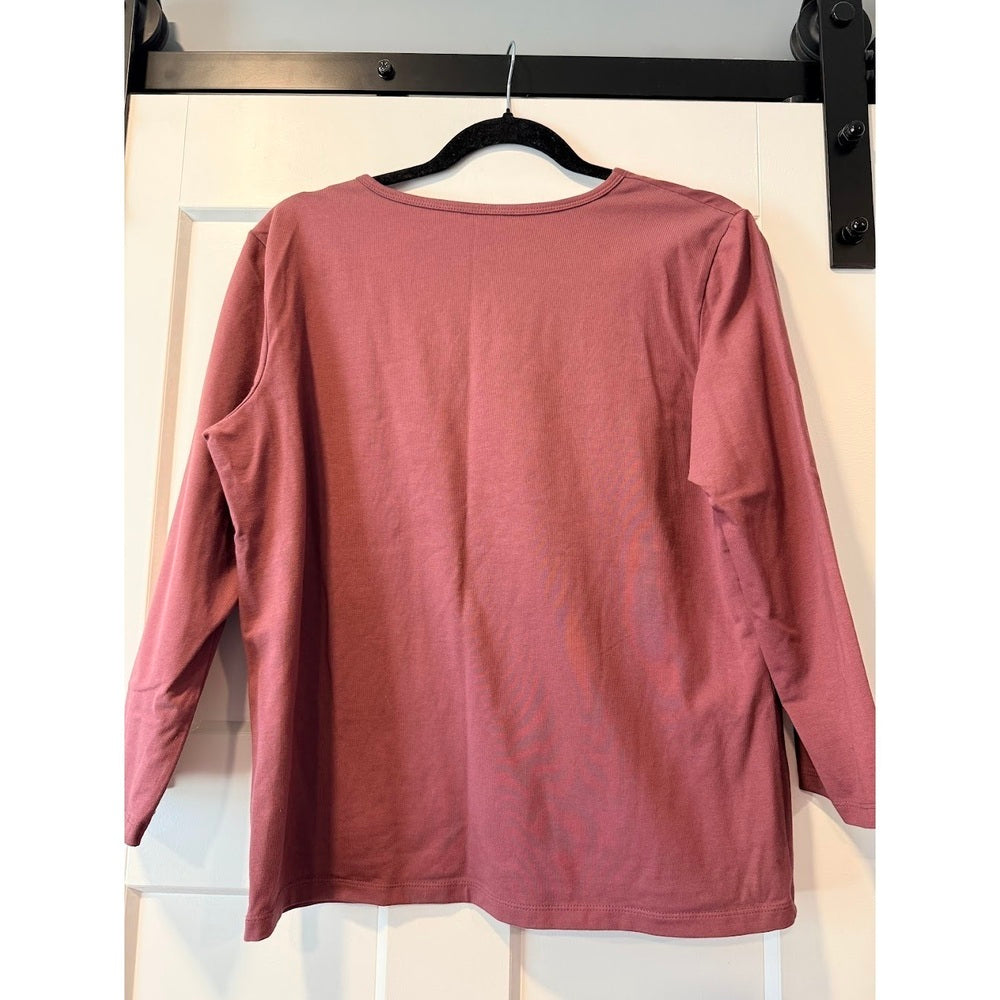 Cute & Comfy J. Jill Mauve Knit Crossover Tee Ladies Size Medium