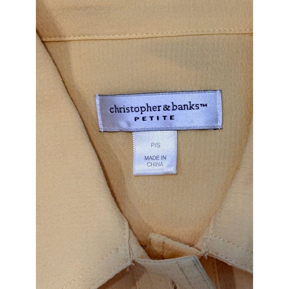 Flowy Christopher & Banks Button-Front Yellow Blouse Ladies Size Petite Small
