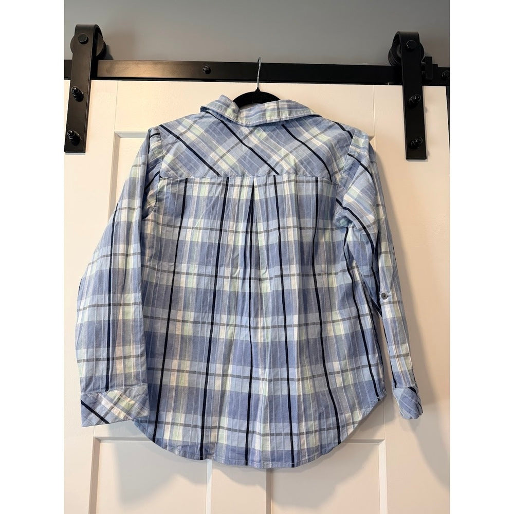 Cute Christopher & Banks Plaid Stretch Pullover Top Ladies Petite Medium