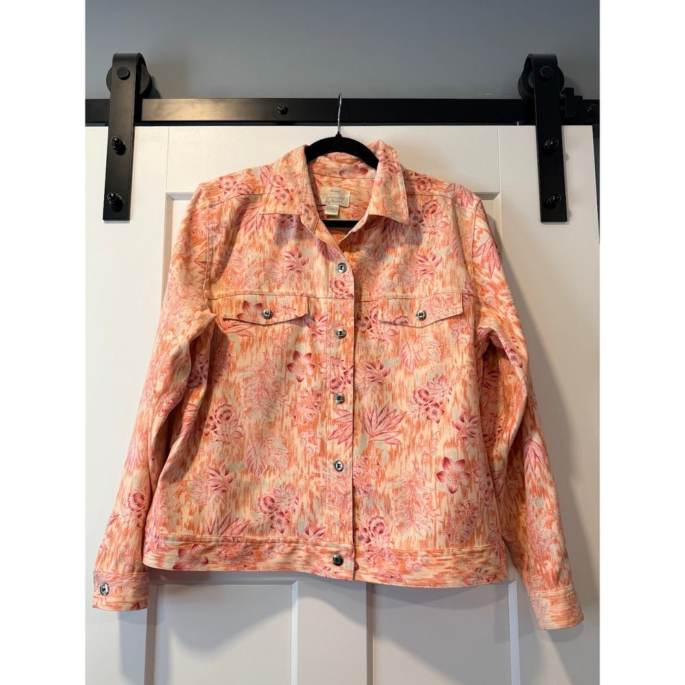 Fun Floral Christopher & Banks Stretch Jacket Ladies Size Medium