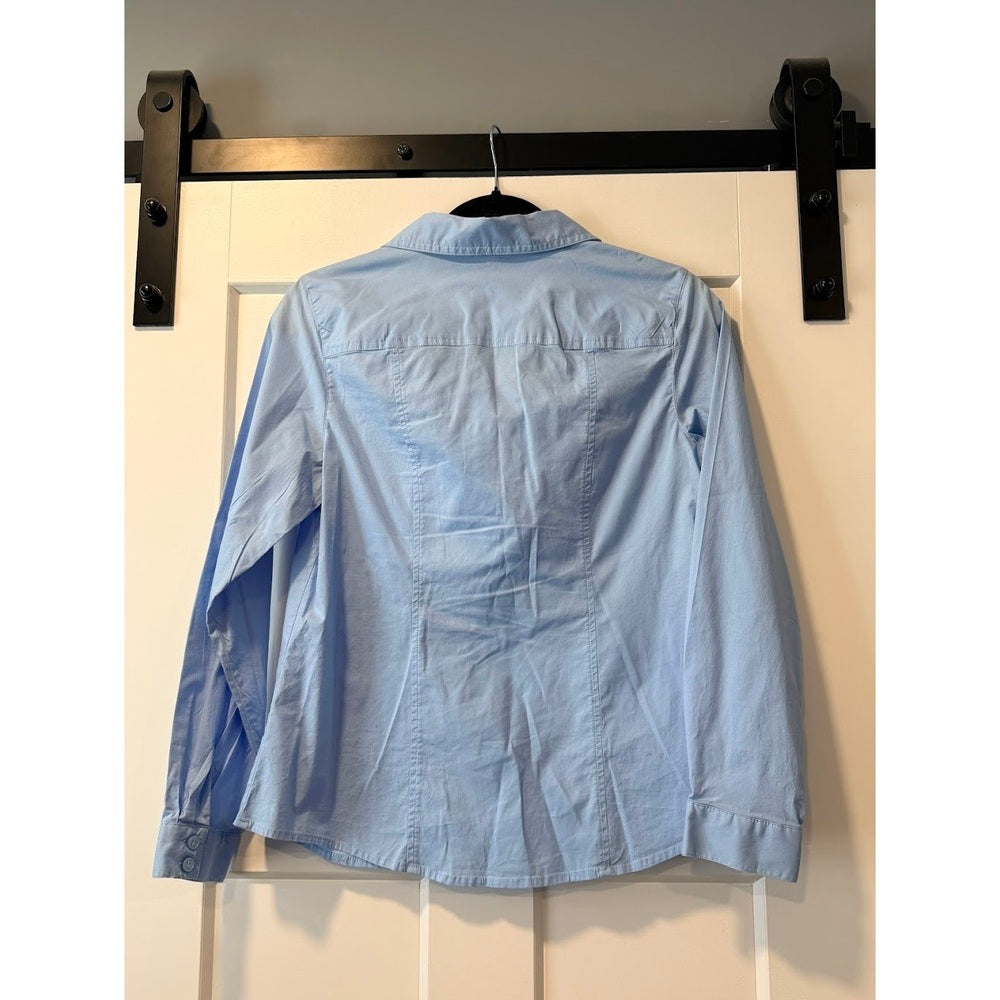 Sharp Christopher & Banks Blue Tailored Button-Down Shirt Ladies Petite Medium