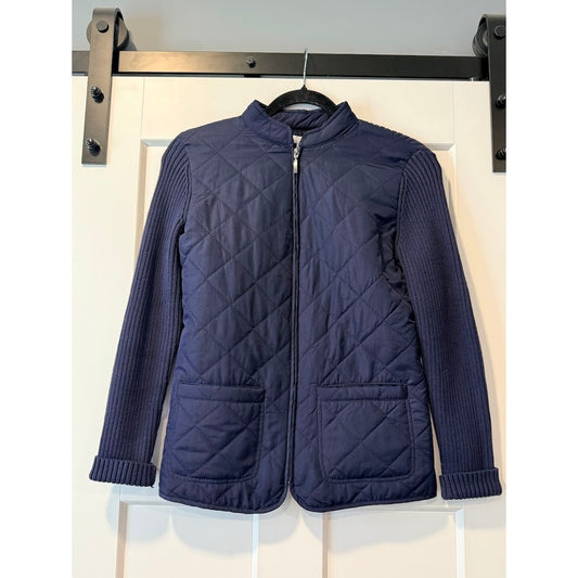 Warm Croft & Barrow Navy Blue Zip-Front Sweater Jacket Ladies Petite Small