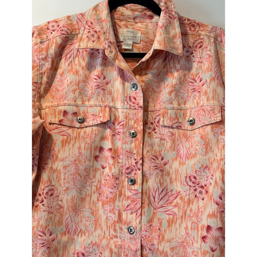 Fun Floral Christopher & Banks Stretch Jacket Ladies Size Medium