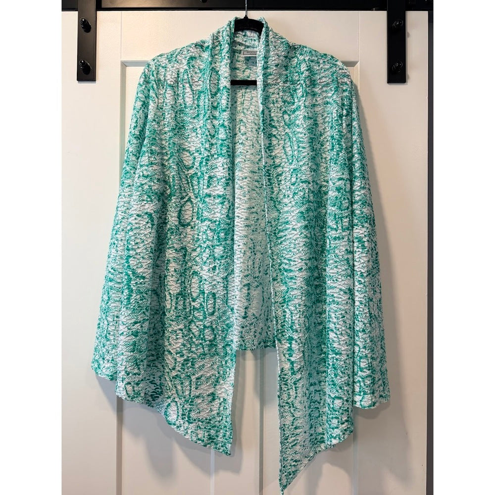 Simonton Says Green and White Flowy Layering Jacket Ladies Size XL