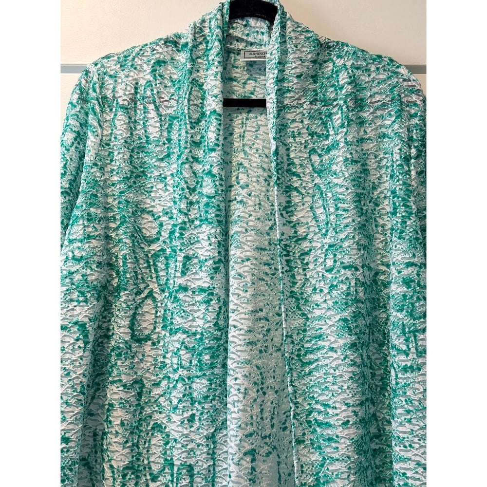 Simonton Says Green and White Flowy Layering Jacket Ladies Size XL
