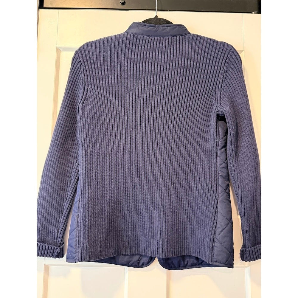 Warm Croft & Barrow Navy Blue Zip-Front Sweater Jacket Ladies Petite Small