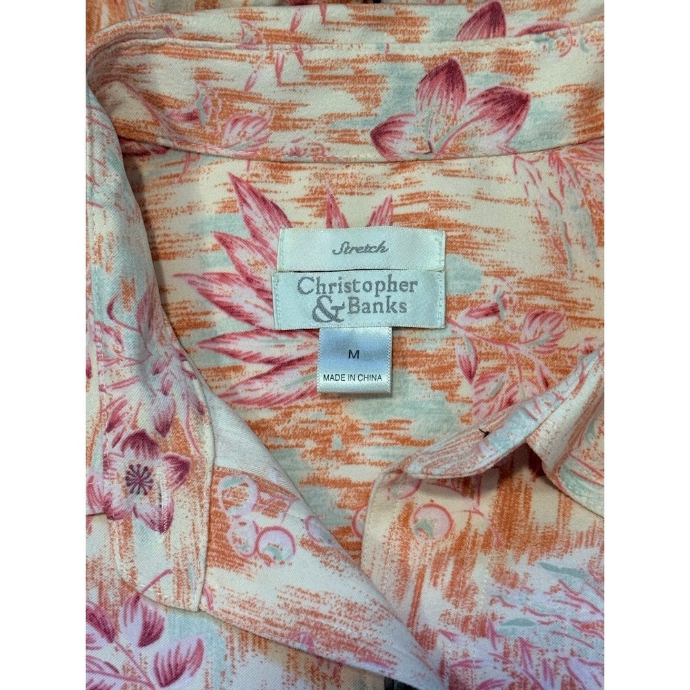 Fun Floral Christopher & Banks Stretch Jacket Ladies Size Medium