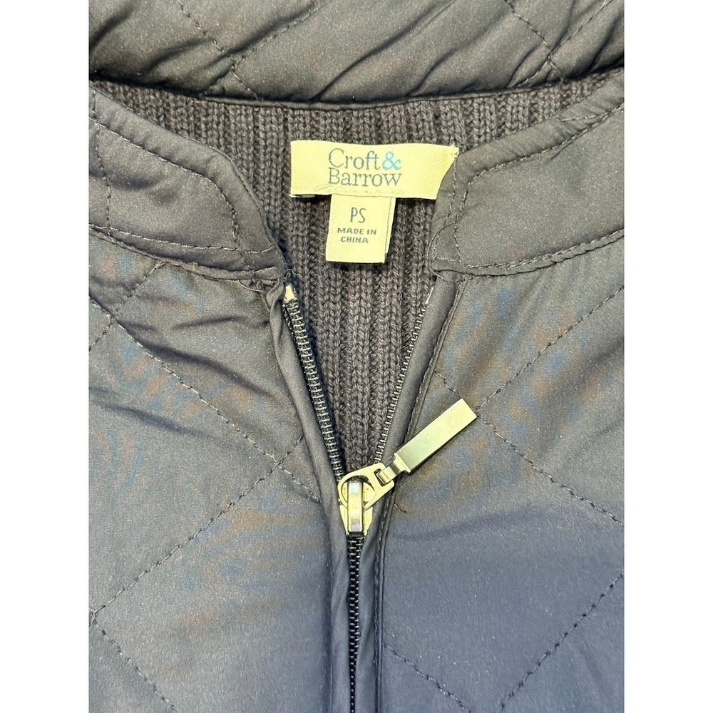 Warm Croft & Barrow Navy Blue Zip-Front Sweater Jacket Ladies Petite Small