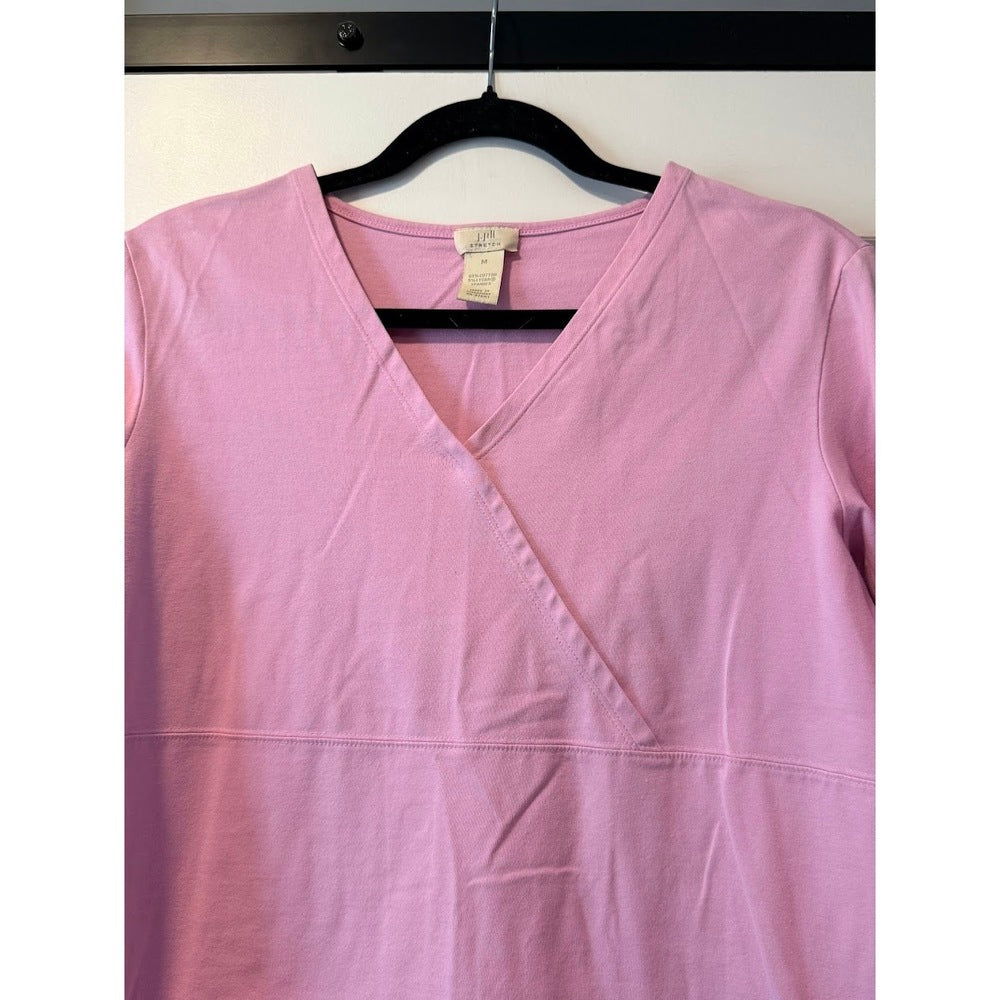 Cute J. Jill Pink Stretch Long Sleeve Crossover Tee Ladies Size Medium