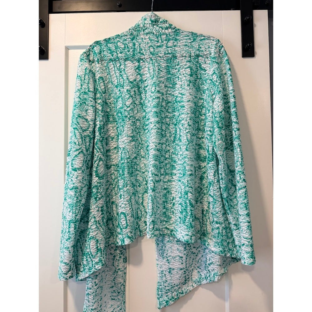 Simonton Says Green and White Flowy Layering Jacket Ladies Size XL