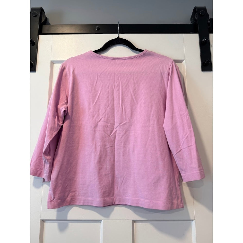 Cute J. Jill Pink Stretch Long Sleeve Crossover Tee Ladies Size Medium