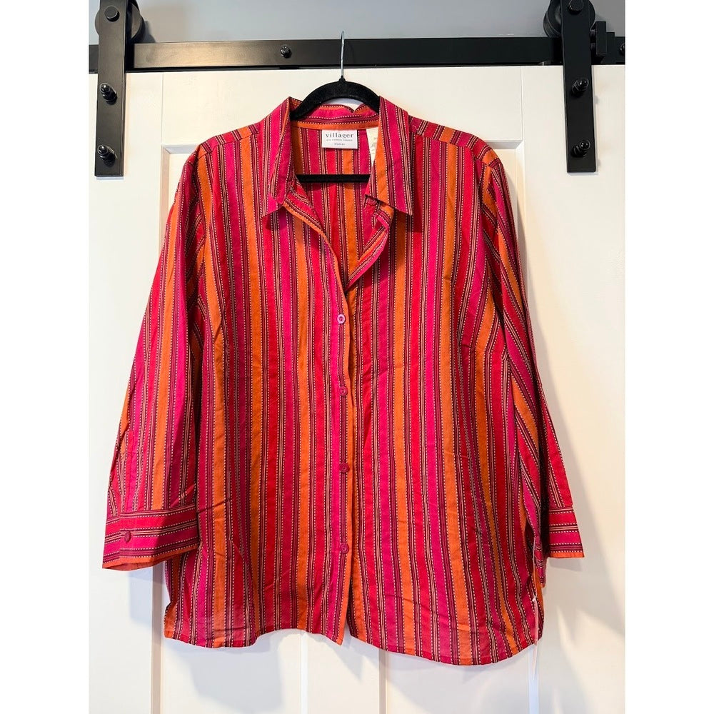 NWT Villager Flowy Button-Front Cotton Top Women's Size 22W